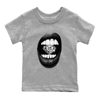 4s Black Cat Sneaker match tees – Sneaker Tees To Match Air Jordan 4 Black Cat Shoes – Lips Diamond Kids T-Shirt Heather Grey 2