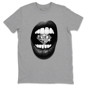 4s Black Cat Sneaker match tees – Sneaker Tees To Match Air Jordan 4 Black Cat Shoes – Lips Diamond Tee Heather Grey 2