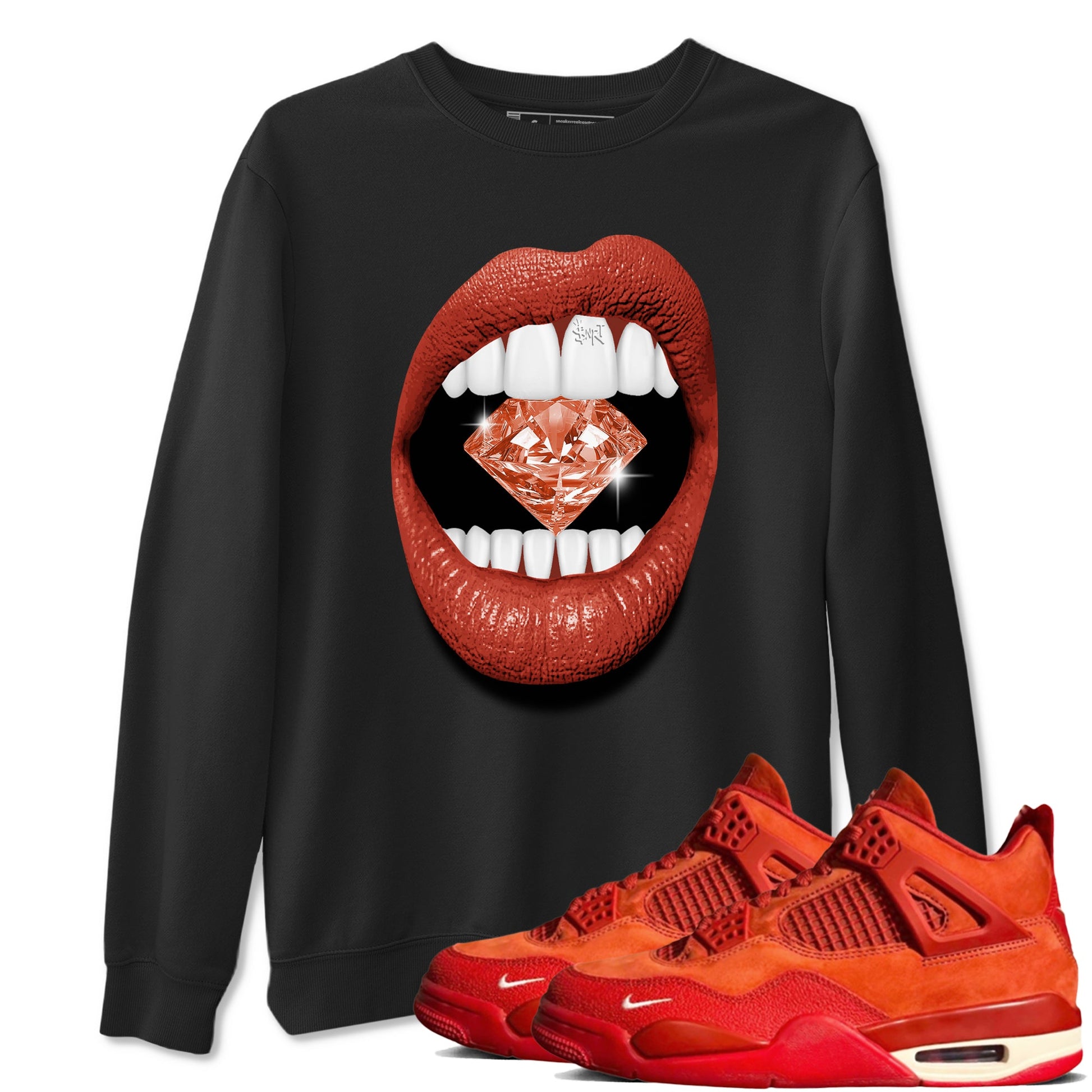 4s Brick By Brick best t shirts to wear with jordans Lips Diamond sneaker match tees Nigel Sylvester x Air Jordan 4 Brick by Brick match shoes to clothes SNRT Sneaker Tees unisex cotton Black 1 shirts