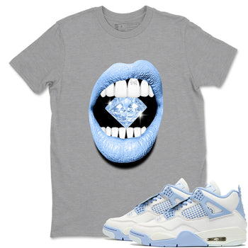 4s Forget Me Not shirts to match jordans Lips Diamond graphic tees Air Jordan 4 Forget Me Not match shoes to clothes SNRT Sneaker Tees unisex cotton Heather Grey 1 shirts