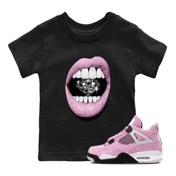 4s Orchid shirts to match jordans Lips Diamond sneaker match tees Air Jordan 4 Orchid match shoes to clothes SNRT Sneaker Tees Youth Baby Black 1 tee