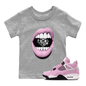4s Orchid shirts to match jordans Lips Diamond sneaker match tees Air Jordan 4 Orchid match shoes to clothes SNRT Sneaker Tees Youth Baby Heather Grey 1 tee