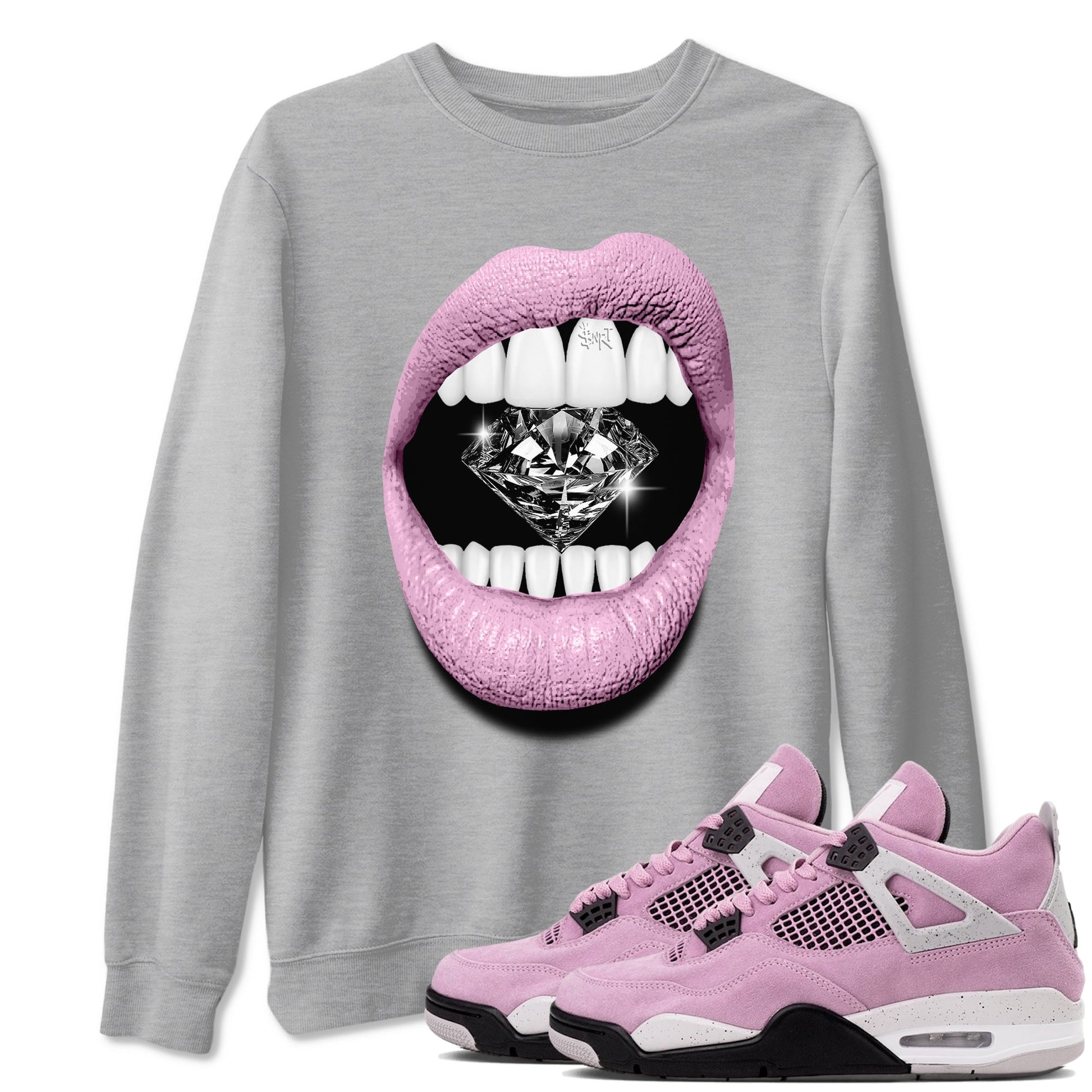 4s Orchid shirts to match jordans Lips Diamond sneaker match tees Air Jordan 4 Orchid match shoes to clothes SNRT Sneaker Tees unisex cotton Heather Grey 1 shirts