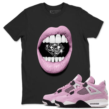 4s Orchid shirts to match jordans Lips Diamond sneaker match tees Air Jordan 4 Orchid match shoes to clothes SNRT Sneaker Tees unisex cotton Black 1 shirts