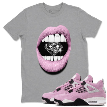 4s Orchid shirts to match jordans Lips Diamond sneaker match tees Air Jordan 4 Orchid match shoes to clothes SNRT Sneaker Tees unisex cotton Heather Grey 1 shirts