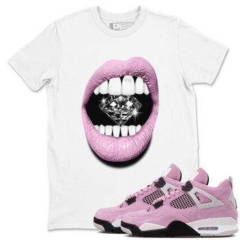 4s Orchid shirts to match jordans Lips Diamond sneaker match tees Air Jordan 4 Orchid match shoes to clothes SNRT Sneaker Tees unisex cotton White 1 shirts