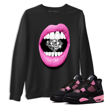 Perfect Valentine's Day Gifts graphic tee  – Sneaker Tees To Match Air Jordan 4 Pink Thunder – Lips Diamond Tee Black 1