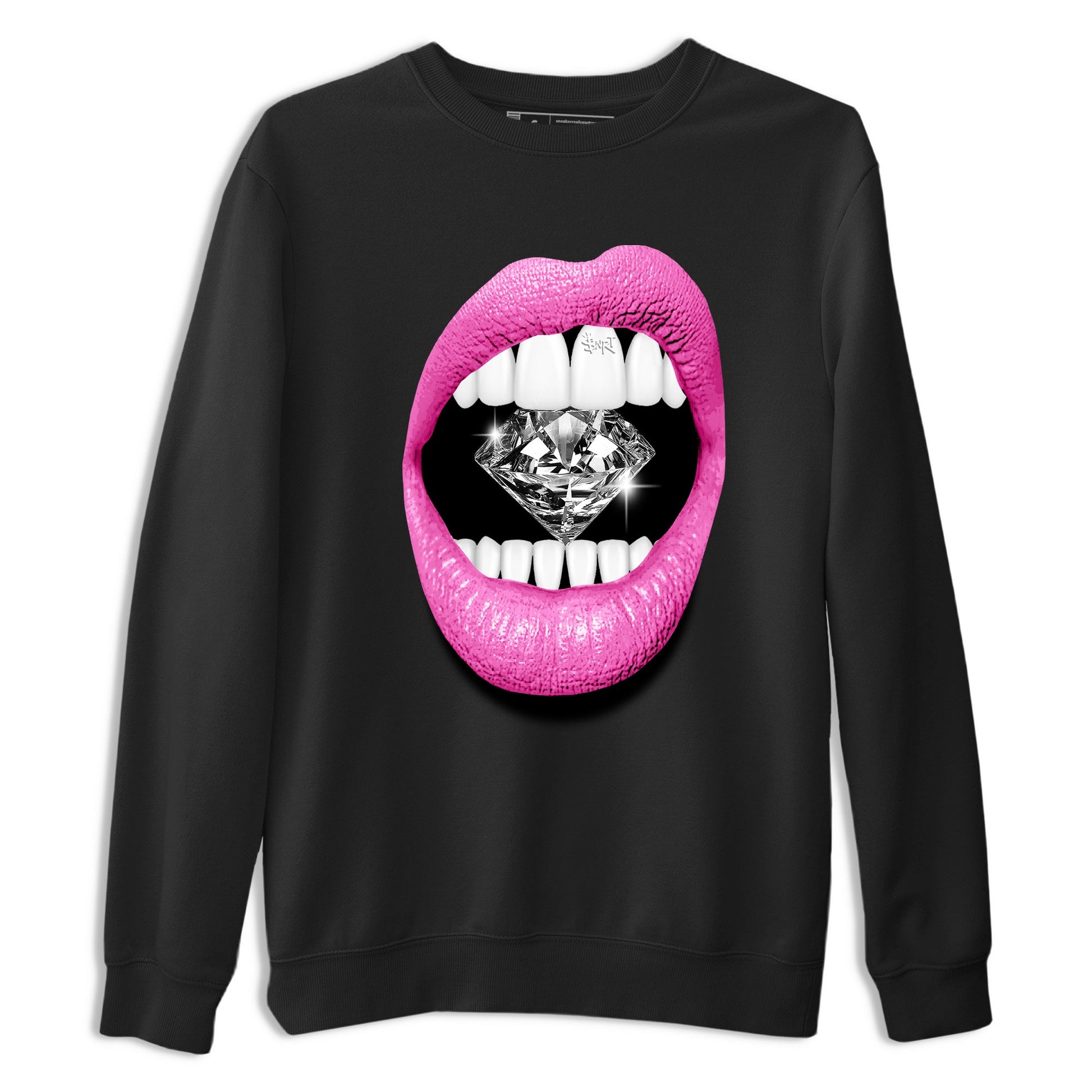 Perfect Valentine's Day Gifts graphic tee  – Sneaker Tees To Match Air Jordan 4 Pink Thunder – Lips Diamond Tee Black 2