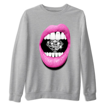 Perfect Valentine's Day Gifts graphic tee  – Sneaker Tees To Match Air Jordan 4 Pink Thunder – Lips Diamond Tee Heather Grey 2