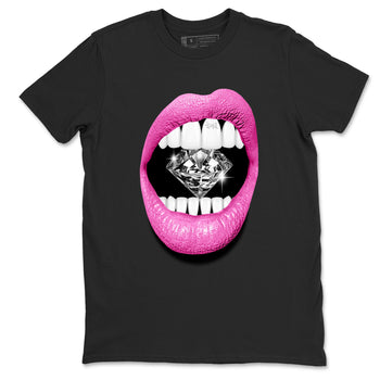 Perfect Valentine's Day Gifts graphic tee  – Sneaker Tees To Match Air Jordan 4 Pink Thunder – Lips Diamond Tee Black 2
