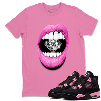 Perfect Valentine's Day Gifts graphic tee  – Sneaker Tees To Match Air Jordan 4 Pink Thunder – Lips Diamond Tee Bubble Gum 1