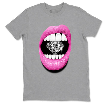 Perfect Valentine's Day Gifts graphic tee  – Sneaker Tees To Match Air Jordan 4 Pink Thunder – Lips Diamond Tee Heather Grey 2