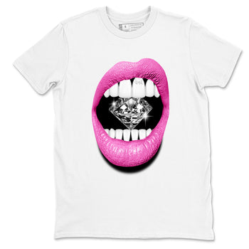 Perfect Valentine's Day Gifts graphic tee  – Sneaker Tees To Match Air Jordan 4 Pink Thunder – Lips Diamond Tee White 2