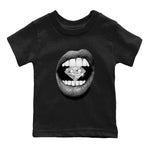 4s Wet Cement shirts to match jordans Lips Diamond sneaker match tees Air Jordan 4 Wet Cement SNRT Sneaker Release Tees Youth Baby Black 2 crew neck shirts