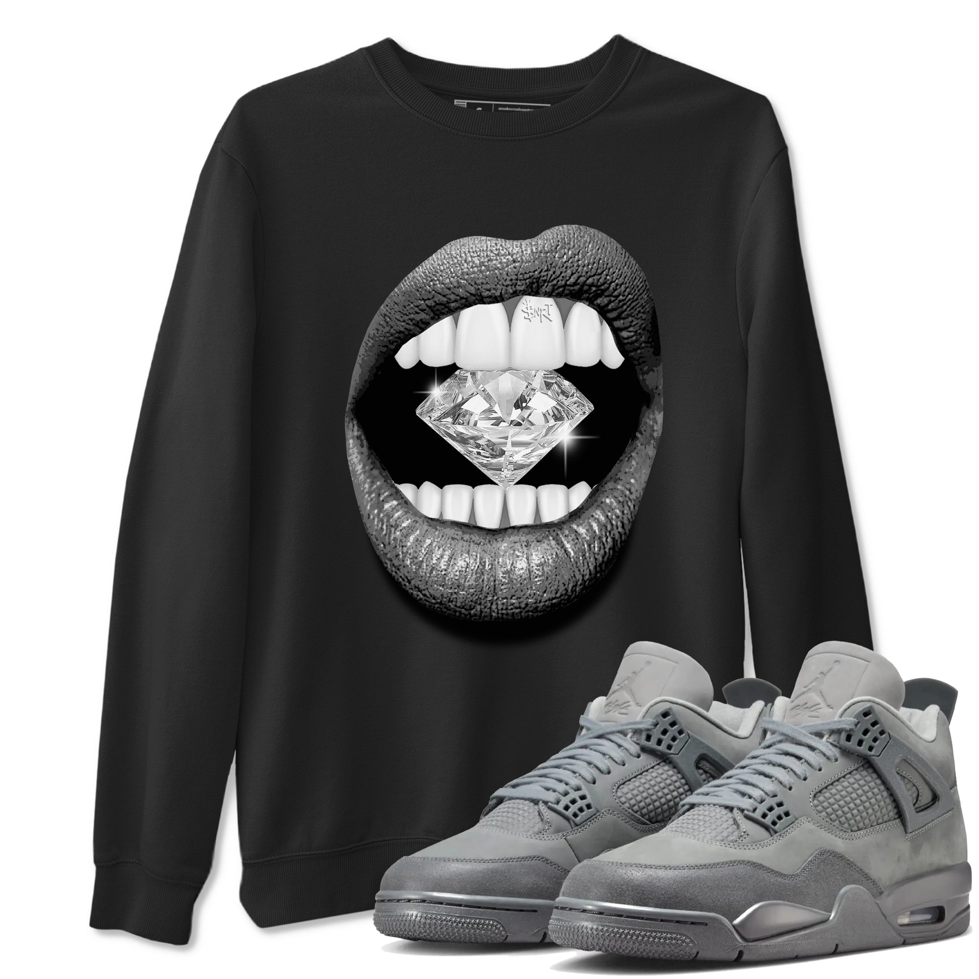 4s Wet Cement shirts to match jordans Lips Diamond sneaker match tees Air Jordan 4 Wet Cement SNRT Sneaker Release Tees unisex cotton Black 1 crew neck shirts