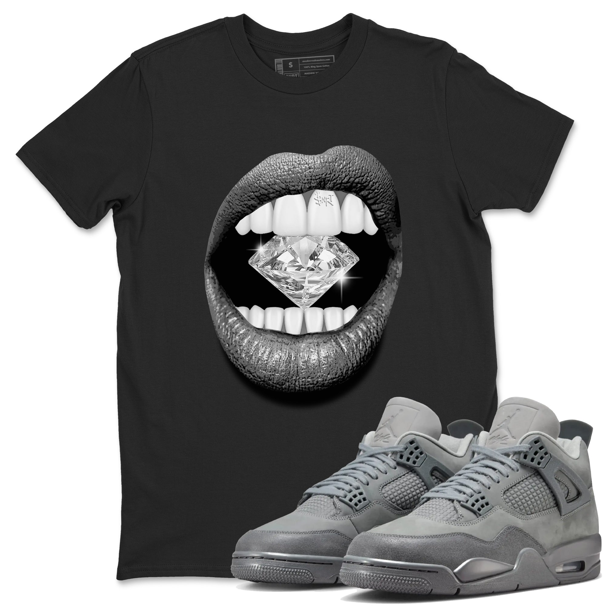 4s Wet Cement shirts to match jordans Lips Diamond sneaker match tees Air Jordan 4 Wet Cement SNRT Sneaker Release Tees unisex cotton Black 1 crew neck shirts