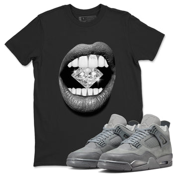 4s Wet Cement shirts to match jordans Lips Diamond sneaker match tees Air Jordan 4 Wet Cement SNRT Sneaker Release Tees unisex cotton Black 1 crew neck shirts