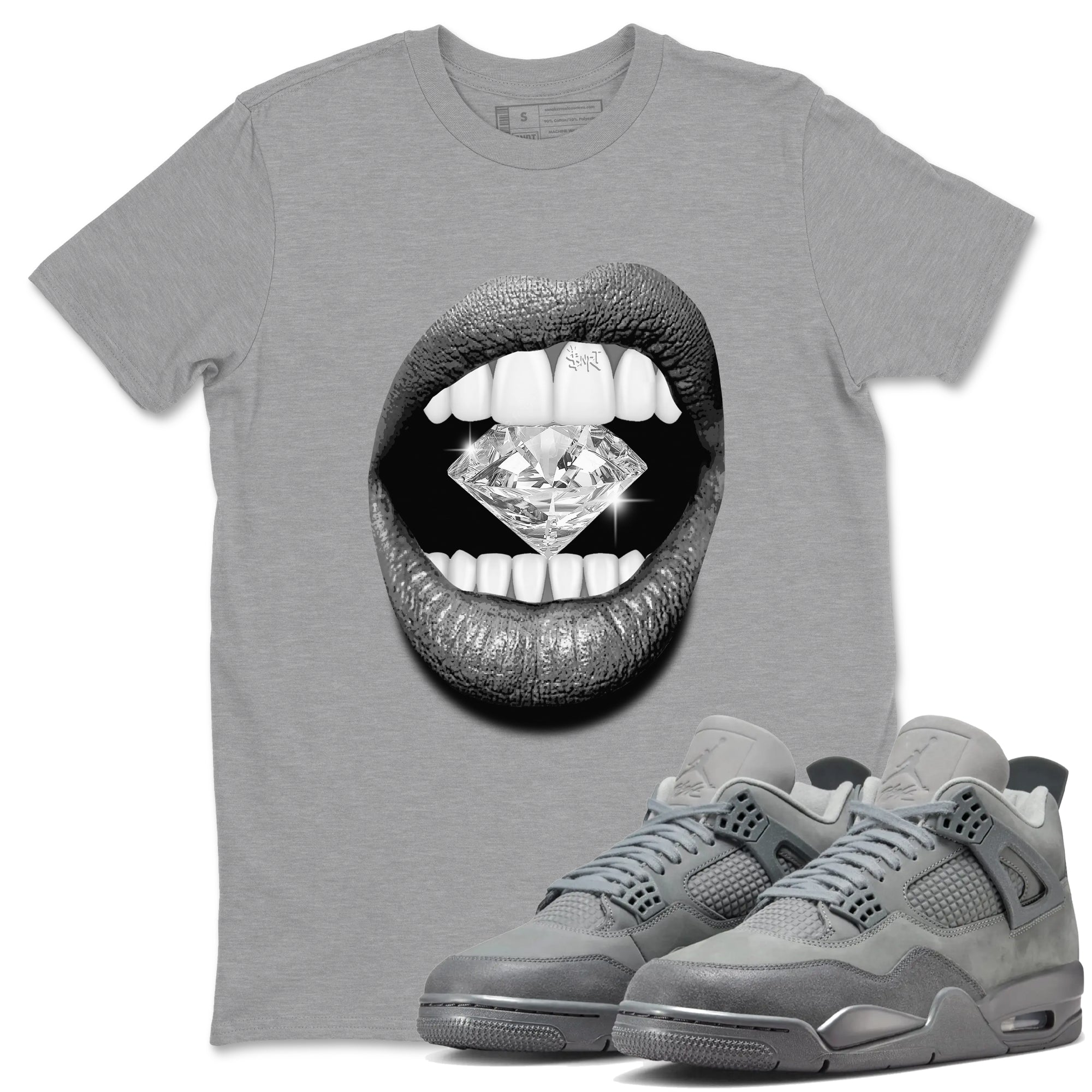 4s Wet Cement shirts to match jordans Lips Diamond sneaker match tees Air Jordan 4 Wet Cement SNRT Sneaker Release Tees unisex cotton Heather Grey 1 crew neck shirts