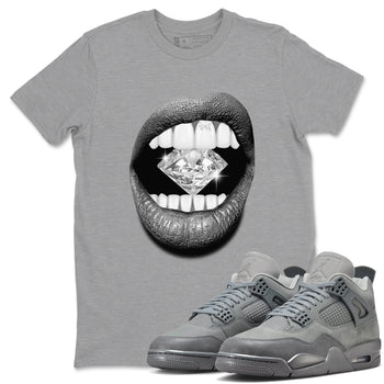 4s Wet Cement shirts to match jordans Lips Diamond sneaker match tees Air Jordan 4 Wet Cement SNRT Sneaker Release Tees unisex cotton Heather Grey 1 crew neck shirts