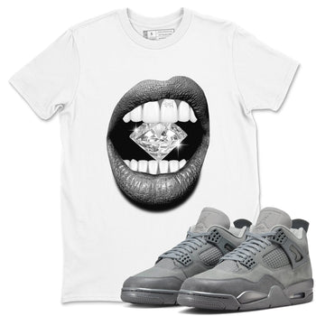 4s Wet Cement shirts to match jordans Lips Diamond sneaker match tees Air Jordan 4 Wet Cement SNRT Sneaker Release Tees unisex cotton White 1 crew neck shirts