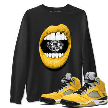 Lips Diamond sneaker match t-shirt styled to complete your fit with the Air Jordan 5 Tokyo sneakers, shown in Black 1.