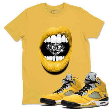 Lips Diamond sneaker match t-shirt styled to complete your fit with the Air Jordan 5 Tokyo sneakers, shown in Daisy 1.