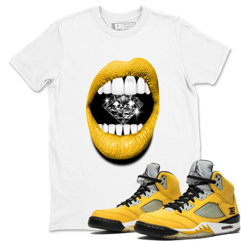 Lips Diamond sneaker match t-shirt styled to complete your fit with the Air Jordan 5 Tokyo sneakers, shown in White 1.