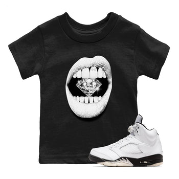 5s White Black shirts to match jordans Lips Diamond sneaker match tees Air Jordan 5 White Black match shoes to clothes SNRT Sneaker Tees Youth Baby Black 1 tee