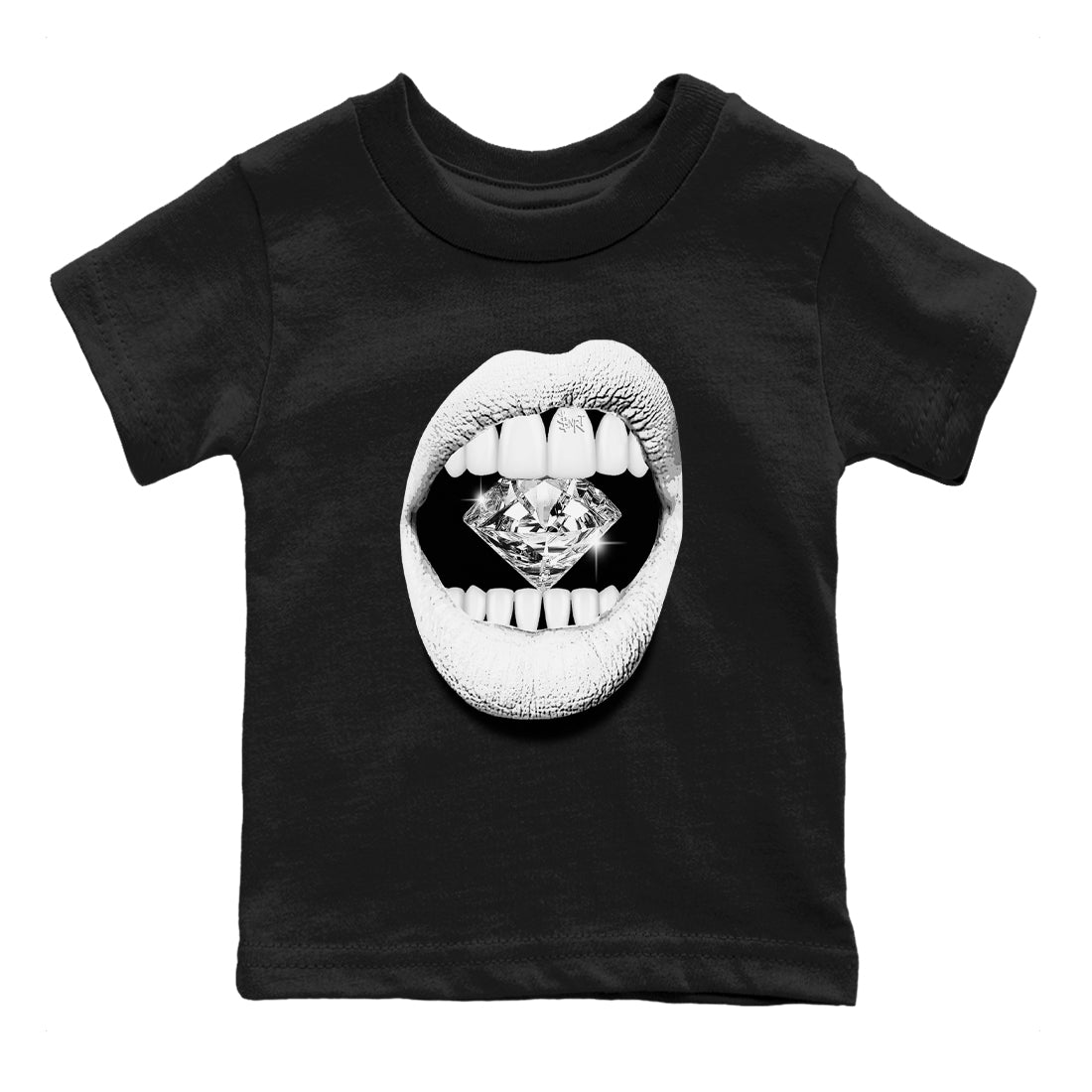 5s White Black shirts to match jordans Lips Diamond sneaker match tees Air Jordan 5 White Black match shoes to clothes SNRT Sneaker Tees Youth Baby Black 2 tee