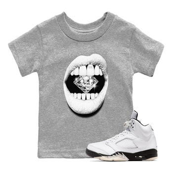 5s White Black shirts to match jordans Lips Diamond sneaker match tees Air Jordan 5 White Black match shoes to clothes SNRT Sneaker Tees Youth Baby Heather Grey 1 tee