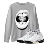 5s White Black shirts to match jordans Lips Diamond sneaker match tees Air Jordan 5 White Black match shoes to clothes SNRT Sneaker Tees unisex cotton Heather Grey 1 shirts