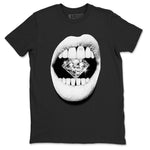 5s White Black shirts to match jordans Lips Diamond sneaker match tees Air Jordan 5 White Black match shoes to clothes SNRT Sneaker Tees unisex cotton Black 2 shirts