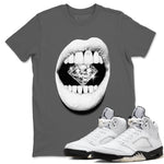 5s White Black shirts to match jordans Lips Diamond sneaker match tees Air Jordan 5 White Black match shoes to clothes SNRT Sneaker Tees unisex cotton Cool Grey 1 shirts