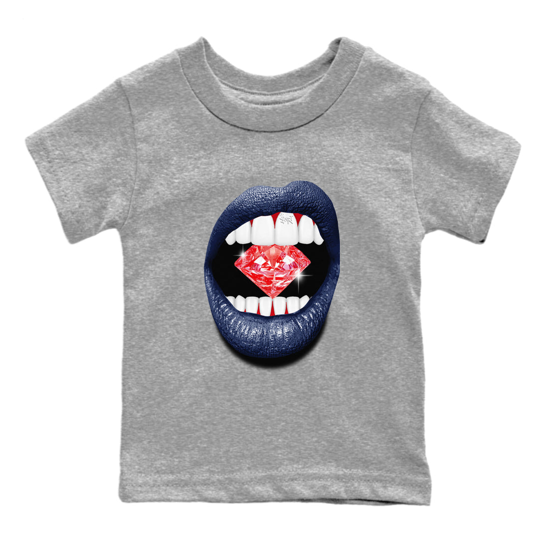 6s White And Midnight Navy shirts to match jordans Lips Diamond sneaker match tees Air Jordan 6 White And Midnight Navy SNRT Sneaker Release Tees Youth Baby Heather Grey 2 crew neck shirts