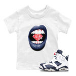 6s White And Midnight Navy shirts to match jordans Lips Diamond sneaker match tees Air Jordan 6 White And Midnight Navy SNRT Sneaker Release Tees Youth Baby White 1 crew neck shirts