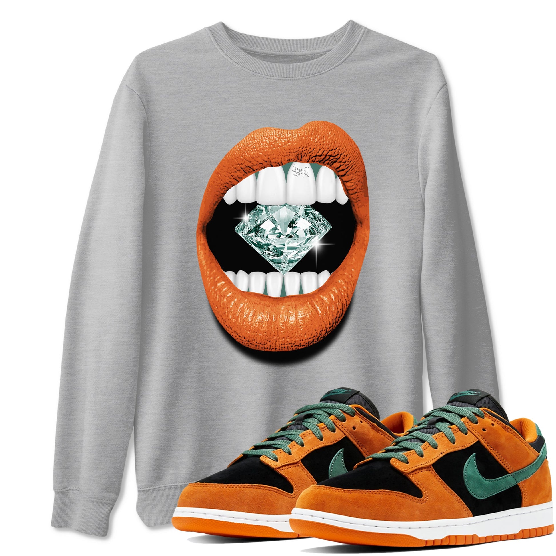 Dunk Low Ceramic shirts to match jordans Lips Diamond sneaker match tees Dunk Ceramic match shoes to clothes SNRT Sneaker Tees unisex cotton Heather Grey 1 shirts