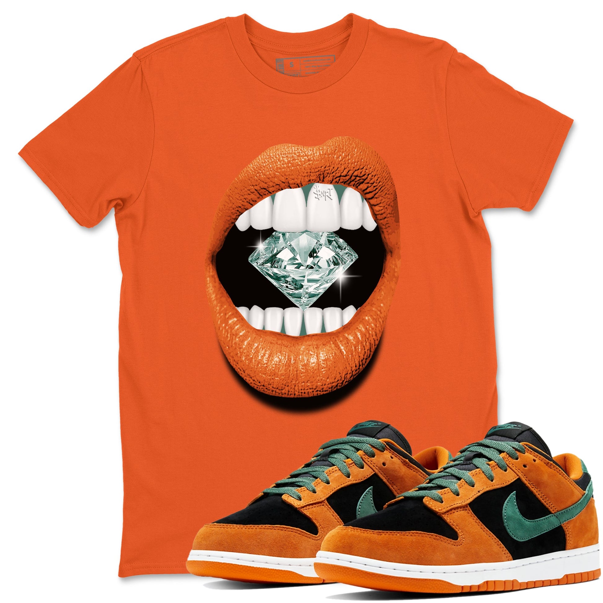 Dunk Low Ceramic shirts to match jordans Lips Diamond sneaker match tees Dunk Ceramic match shoes to clothes SNRT Sneaker Tees unisex cotton Orange 1 shirts