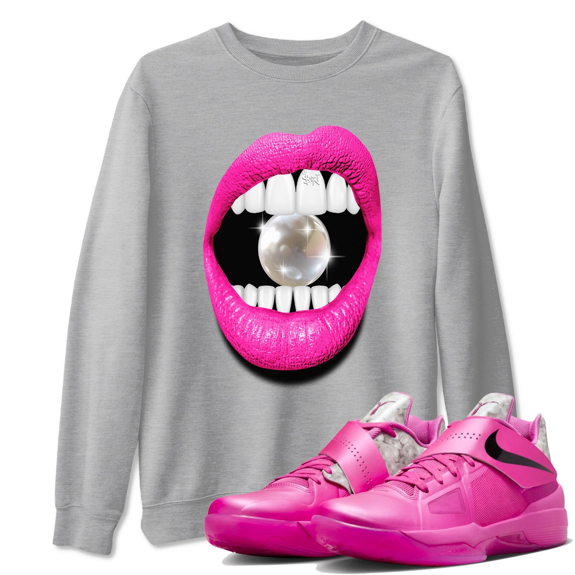 Nike KD 4 Retro Aunt Pearl shirts to match jordans Lips Diamond sneaker match tees Nike KD 4 Aunt Pearl match shoes to clothes SNRT Sneaker Tees unisex cotton Heather Grey 1 shirts