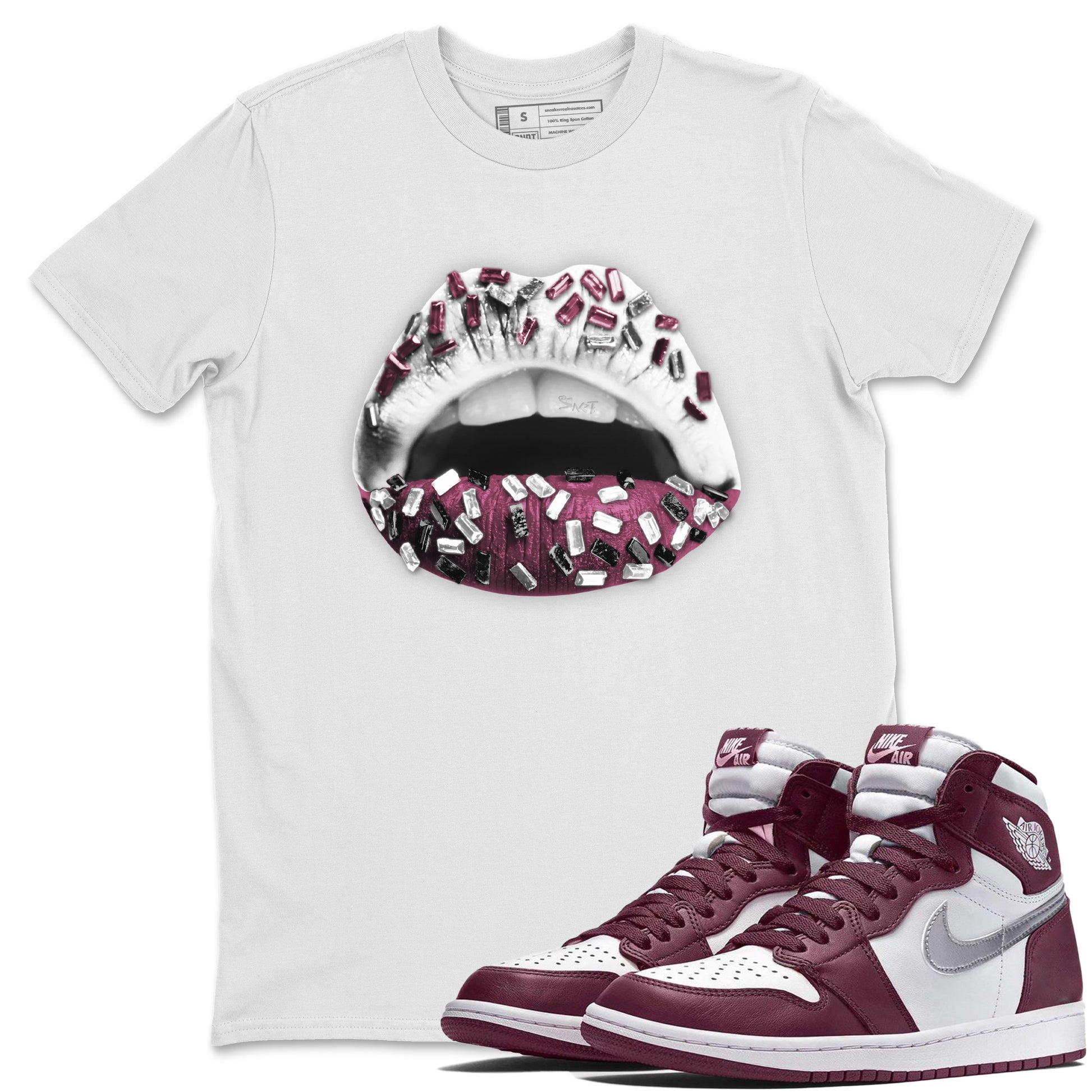 Lips Jewel Unisex Adult Tops - Air Jordan 1 Bordeaux - SNRT Sneaker T-shirts