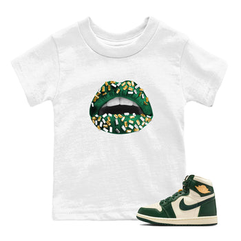 Sneaker Threads – Sneaker Tees To Match Air Jordan 1 Pro Green – Lips Jewel Youth Graphic Tee White 1. Perfect for Jordan releases 2025 colorways.