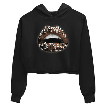AJ12 Baroque Brown shirts to match jordans Lips Jewel best t shirts to wear with jordans SoleFly x Jordan 12 Baroque Brown match shoes to clothes SNRT Sneaker Tees unisex cotton Black 2 crop tee