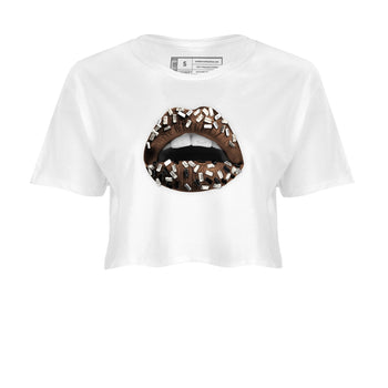 AJ12 Baroque Brown shirts to match jordans Lips Jewel best t shirts to wear with jordans SoleFly x Jordan 12 Baroque Brown match shoes to clothes SNRT Sneaker Tees unisex cotton White 2 crop tee
