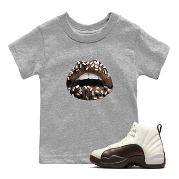 AJ12 Baroque Brown shirts to match jordans Lips Jewel best t shirts to wear with jordans SoleFly x Jordan 12 Baroque Brown match shoes to clothes SNRT Sneaker Tees Youth Baby Heather Grey 1 tee