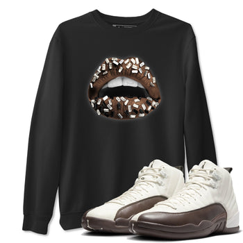 AJ12 Baroque Brown shirts to match jordans Lips Jewel best t shirts to wear with jordans SoleFly x Jordan 12 Baroque Brown match shoes to clothes SNRT Sneaker Tees unisex cotton Black 1 shirts
