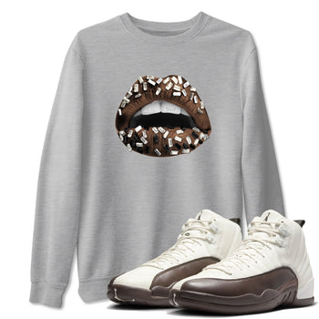 AJ12 Baroque Brown shirts to match jordans Lips Jewel best t shirts to wear with jordans SoleFly x Jordan 12 Baroque Brown match shoes to clothes SNRT Sneaker Tees unisex cotton Heather Grey 1 shirts