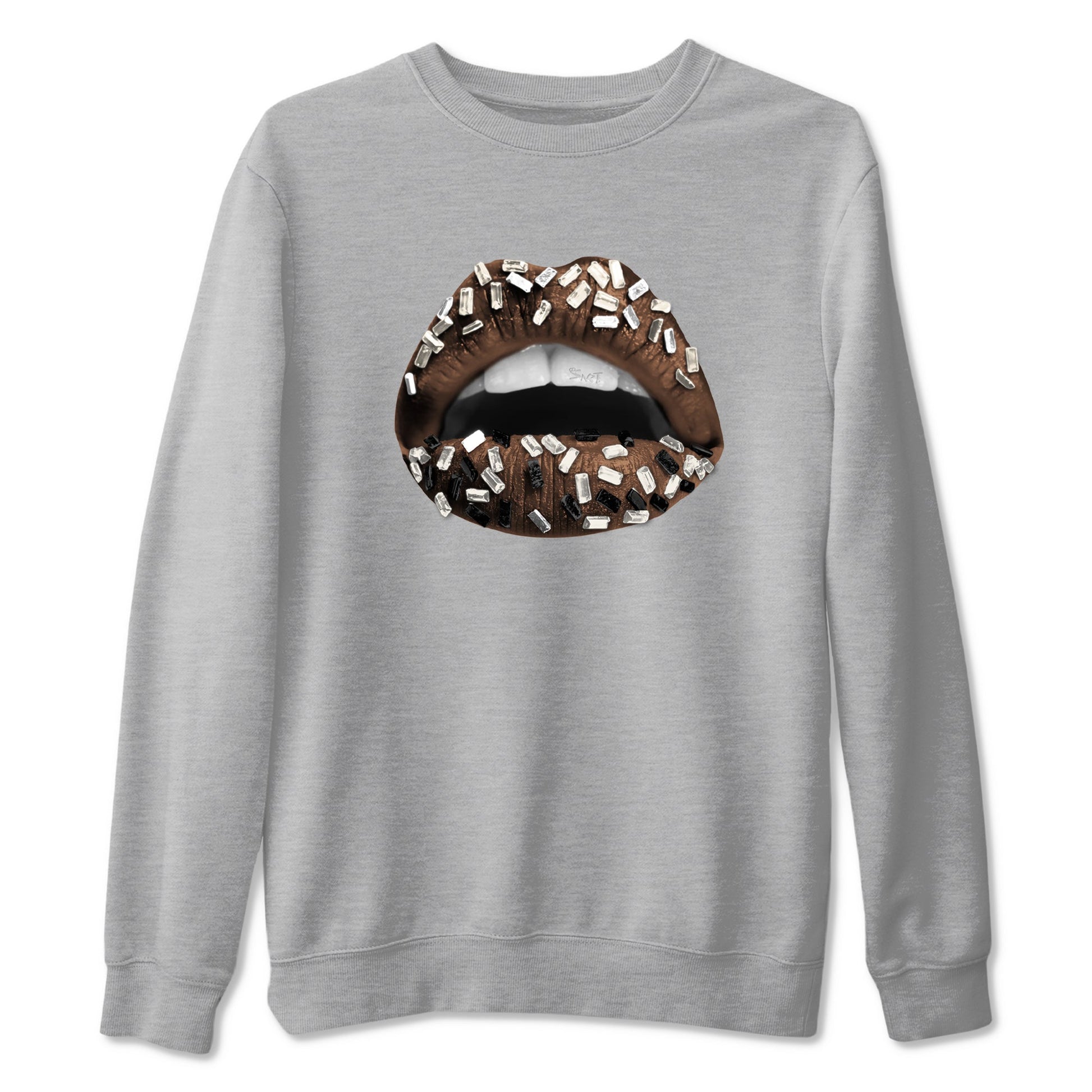 AJ12 Baroque Brown shirts to match jordans Lips Jewel best t shirts to wear with jordans SoleFly x Jordan 12 Baroque Brown match shoes to clothes SNRT Sneaker Tees unisex cotton Heather Grey 2 shirts