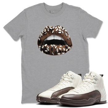 AJ12 Baroque Brown shirts to match jordans Lips Jewel best t shirts to wear with jordans SoleFly x Jordan 12 Baroque Brown match shoes to clothes SNRT Sneaker Tees unisex cotton Heather Grey 1 shirts