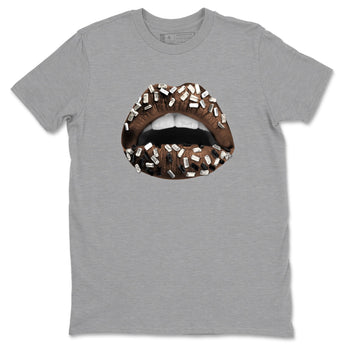 AJ12 Baroque Brown shirts to match jordans Lips Jewel best t shirts to wear with jordans SoleFly x Jordan 12 Baroque Brown match shoes to clothes SNRT Sneaker Tees unisex cotton Heather Grey 2 shirts