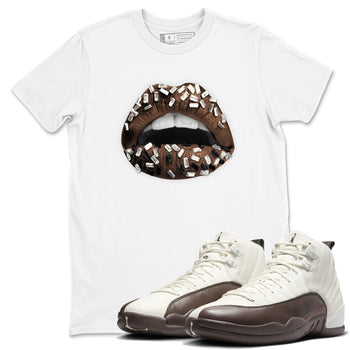 AJ12 Baroque Brown shirts to match jordans Lips Jewel best t shirts to wear with jordans SoleFly x Jordan 12 Baroque Brown match shoes to clothes SNRT Sneaker Tees unisex cotton White 1 shirts
