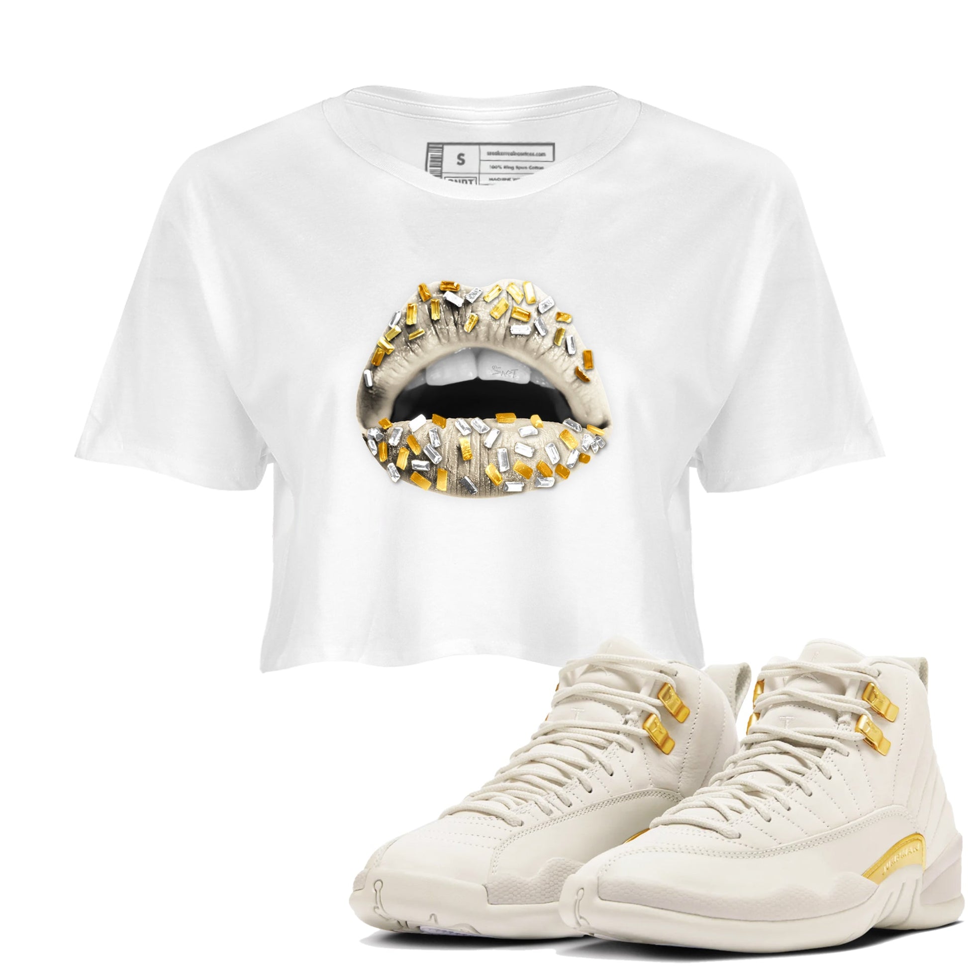 12s Phantom shirts to match jordans Lips Jewel sneaker match tees Air Jordan 12 WMNS Phantom match shoes to clothes SNRT Sneaker Tees unisex cotton White 1 crop tee